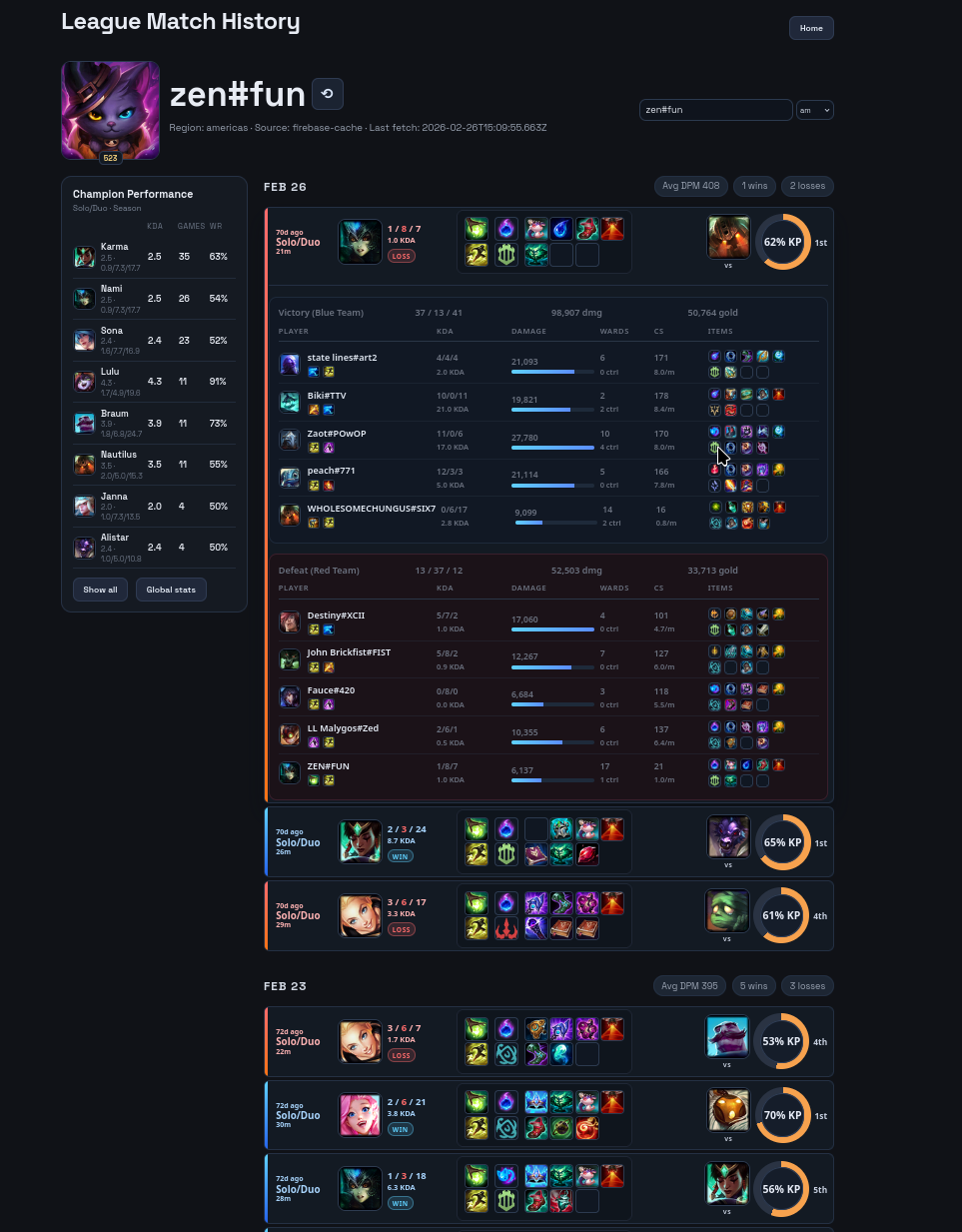 League app project screenshot